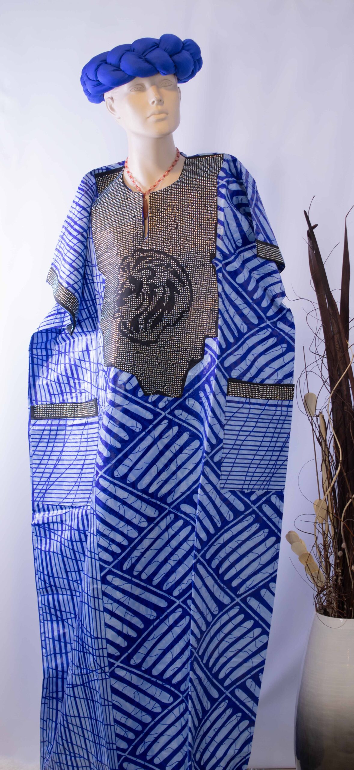 BuchiHafrikana Blue Ankara Pattern Gown