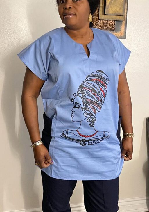 Blue Short Sleeve African Print Shirt and Pants