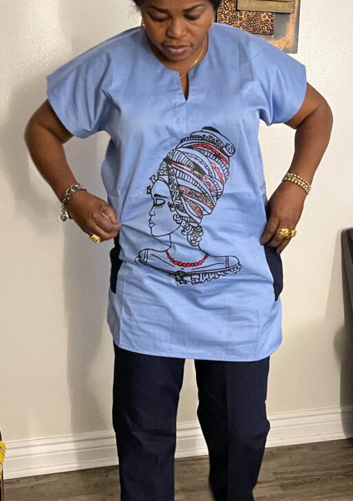 Blue Short Sleeve African Print Shirt and Pants