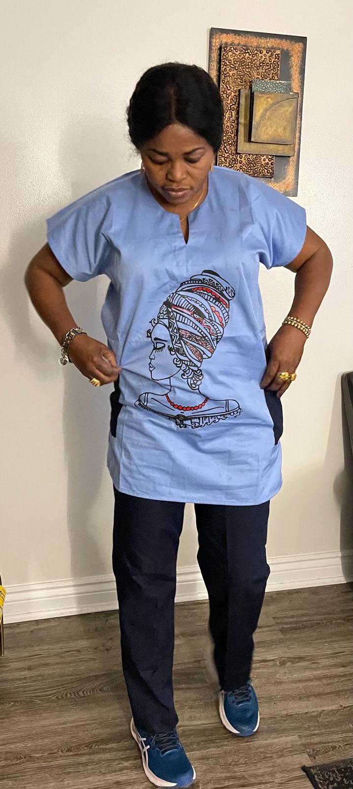 Blue Short Sleeve African Print Shirt and Pants